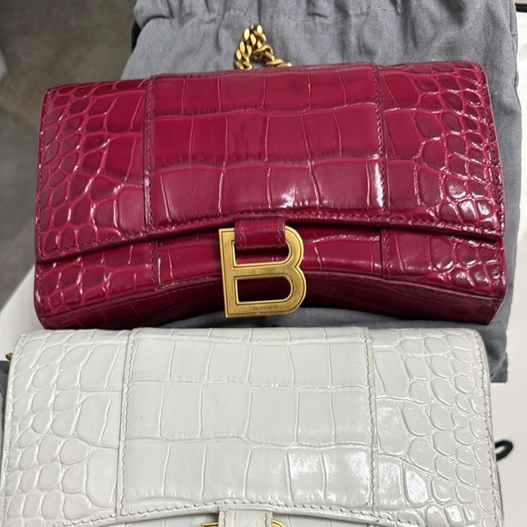 Balenciaga hourglass wallet on chain crocodile red handbag - Picture 6 of 12
